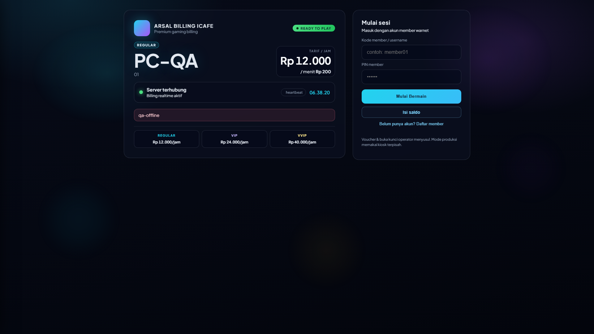 Client kiosk terhubung server